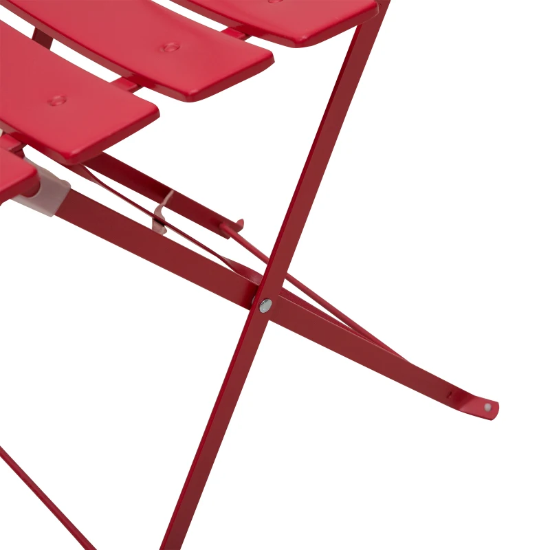 Outsunny Salon de Jardin Bistro Pliable - Table Ronde Ø 60 cm avec 2 chaises Pliantes - Acier thermolaqué Rouge