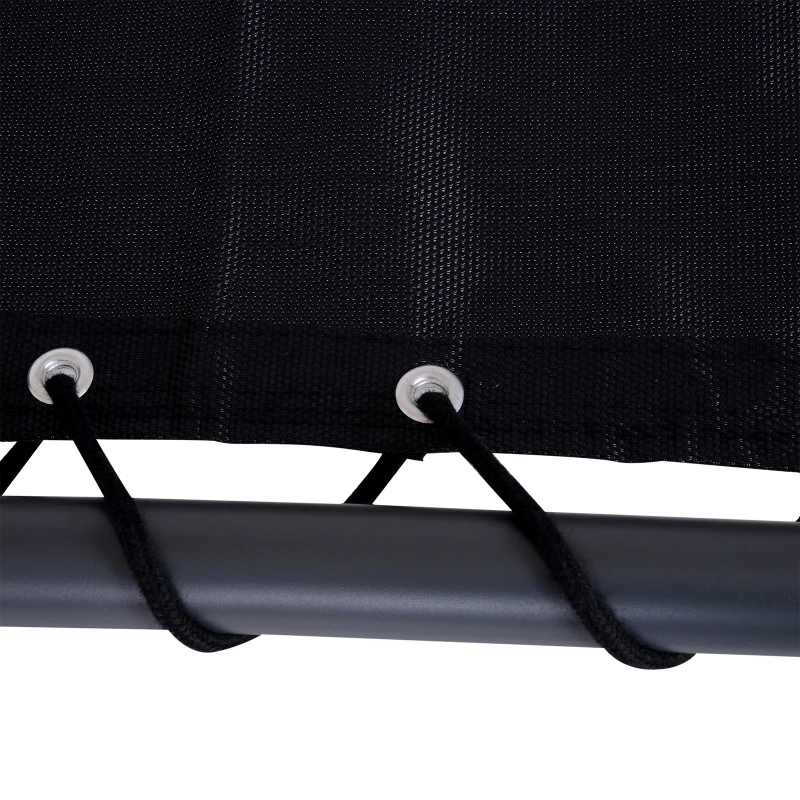 Outsunny Bain de Soleil Design Contemporain avec Pare-Soleil et Matelas 1,81L x 1,27l x 1,77H m Acier époxy Noir Polyester Beige