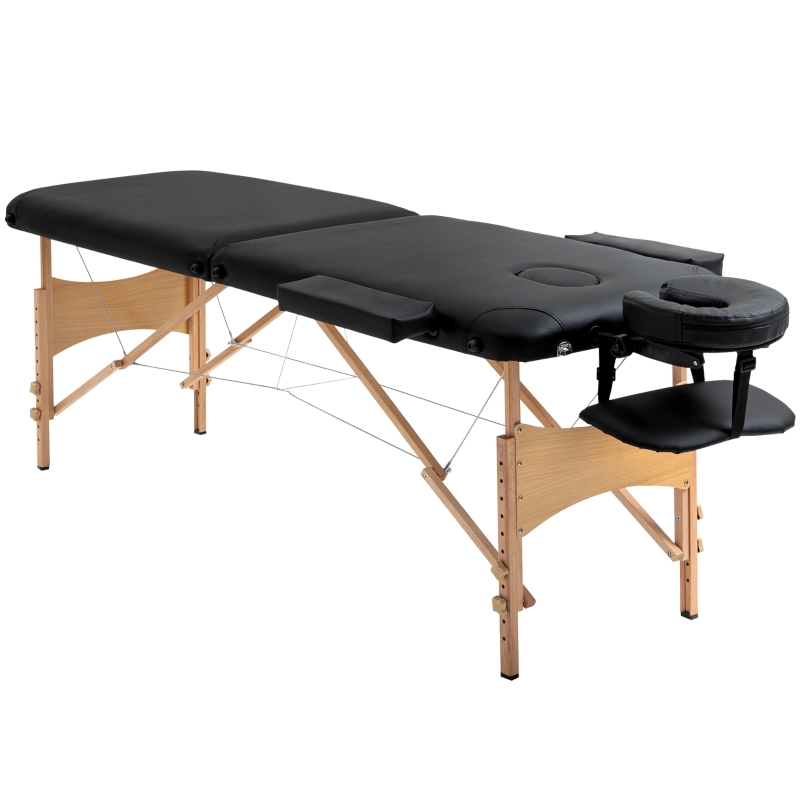 Table de massage pliante 2 zones avec sac et accessoires noir