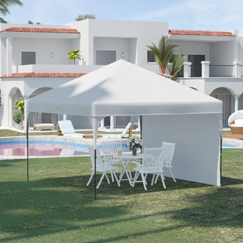 Outsunny Tonnelle pop-up tente barnum de jardin pliant avec paroi latérale amovible + sac de transport acier tissu Oxford 3 x 3 x 2,65 m blanc