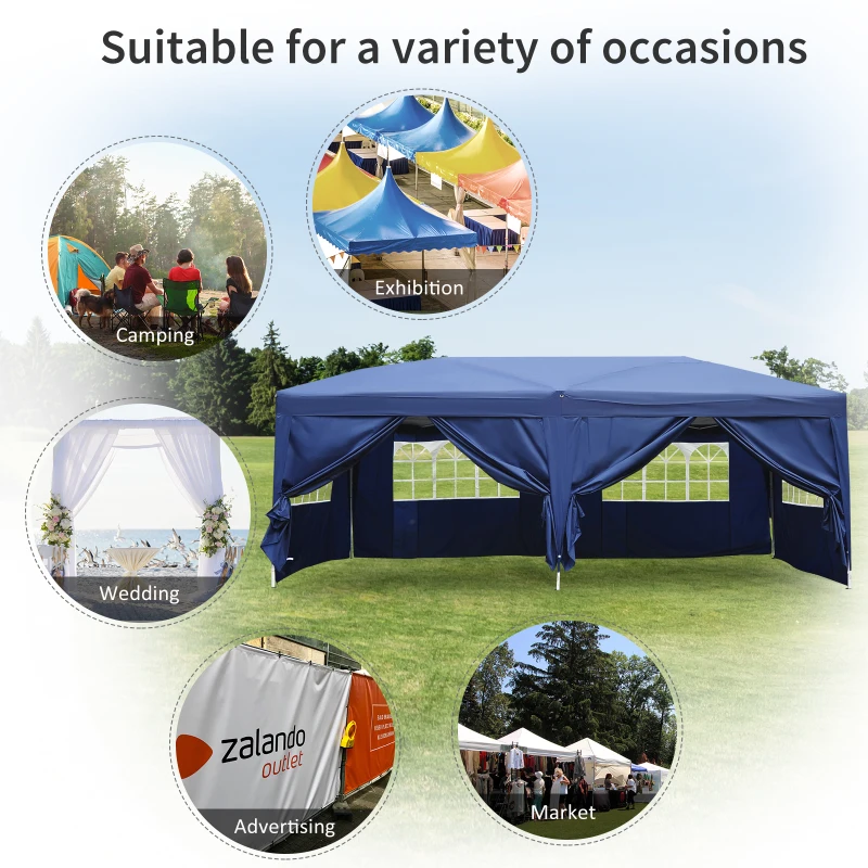 Outsunny Cort pentru gradina, 6x3x2.55 m, albastru