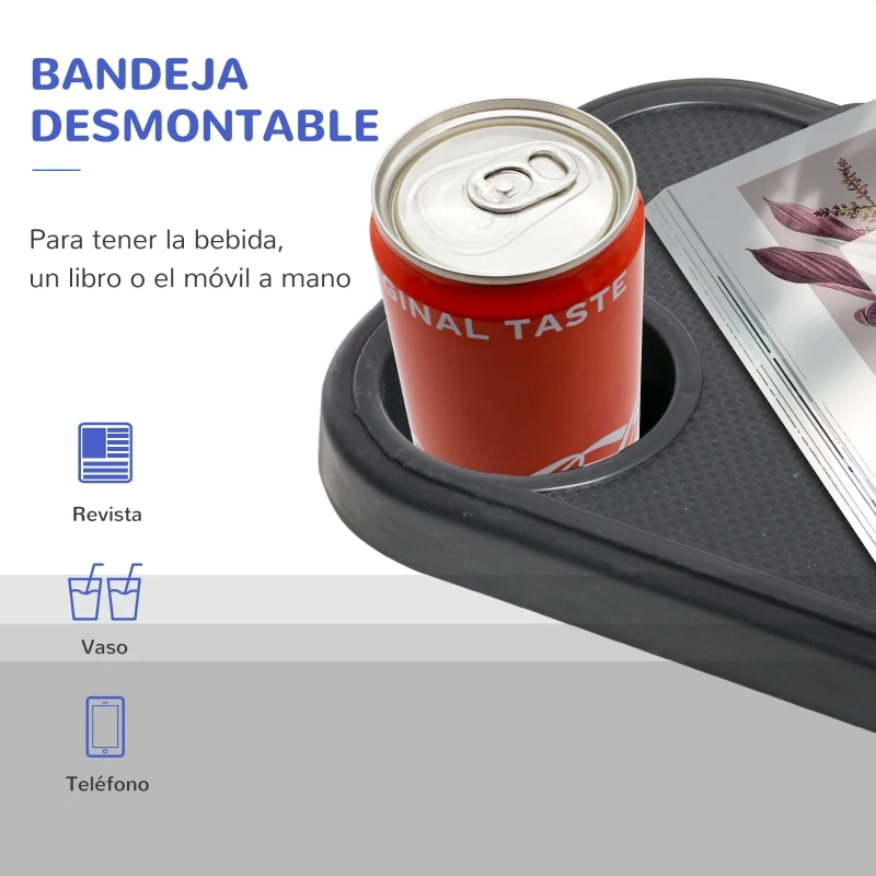 Outsunny Tumbona Plegable y Reclinable de Acero con Portavasos Reposacabezas Extraíble y Reposabrazos para Exterior Jardín 90x75x110 cm Azul