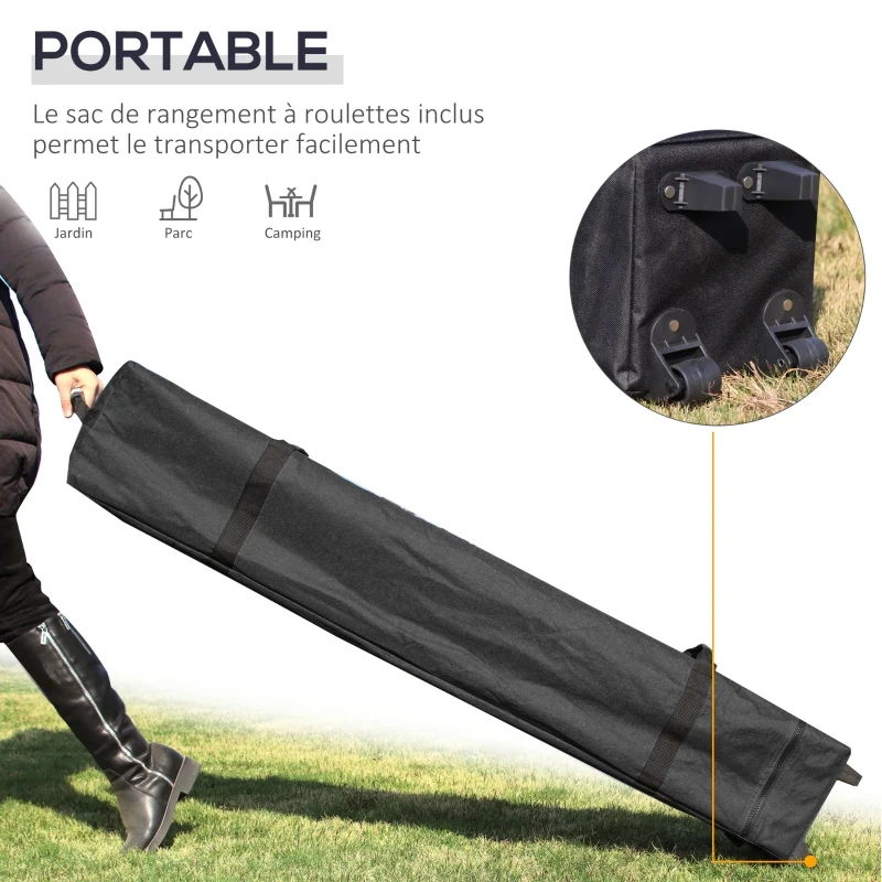 Outsunny Tonnelle pop-up tente barnum de jardin pliant avec paroi latérale amovible + sac de transport acier tissu Oxford 3 x 3 x 2,65 m blanc