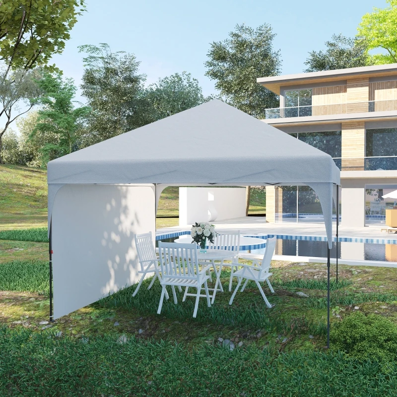 Outsunny Tonnelle pop-up tente barnum de jardin pliant avec paroi latérale amovible + sac de transport acier tissu Oxford 3 x 3 x 2,65 m blanc