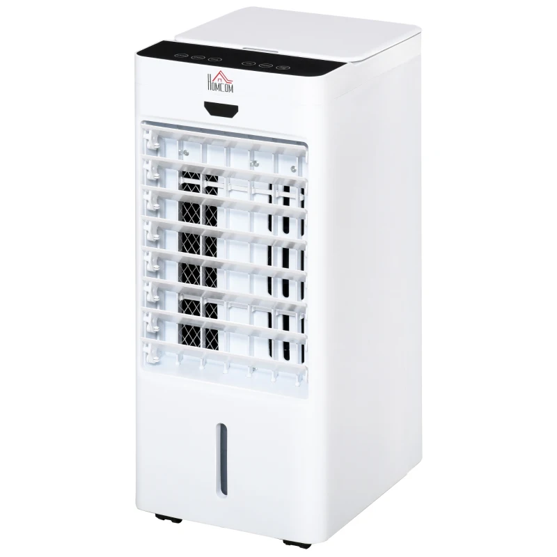 HOMCOM 4L Portable Air Cooler, Mobile Evaporative Cooler Humidifier with 3 Modes, 3 Fan Speed, Remote Controller, 7.5 Hour Timer, Swing and Ice Cooling Function for Bedroom, Dorm, Office