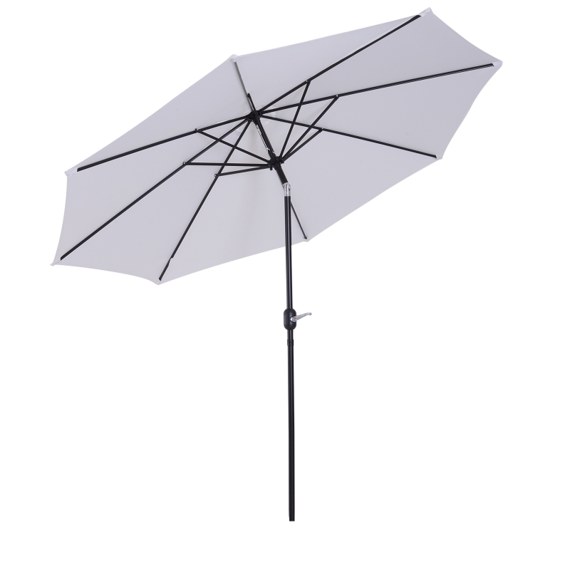 Outsunny Parasol en aluminium rond polyester 180g/m2 manivelle inclinable diametre 300cm blanc