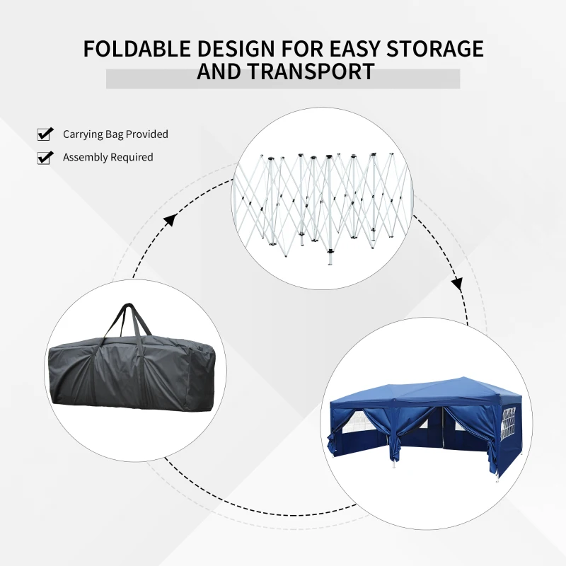 Outsunny Cort pentru gradina, 6x3x2.55 m, albastru