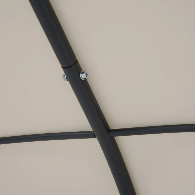 Outsunny Bain de Soleil Design Contemporain avec Pare-Soleil et Matelas 1,81L x 1,27l x 1,77H m Acier époxy Noir Polyester Beige