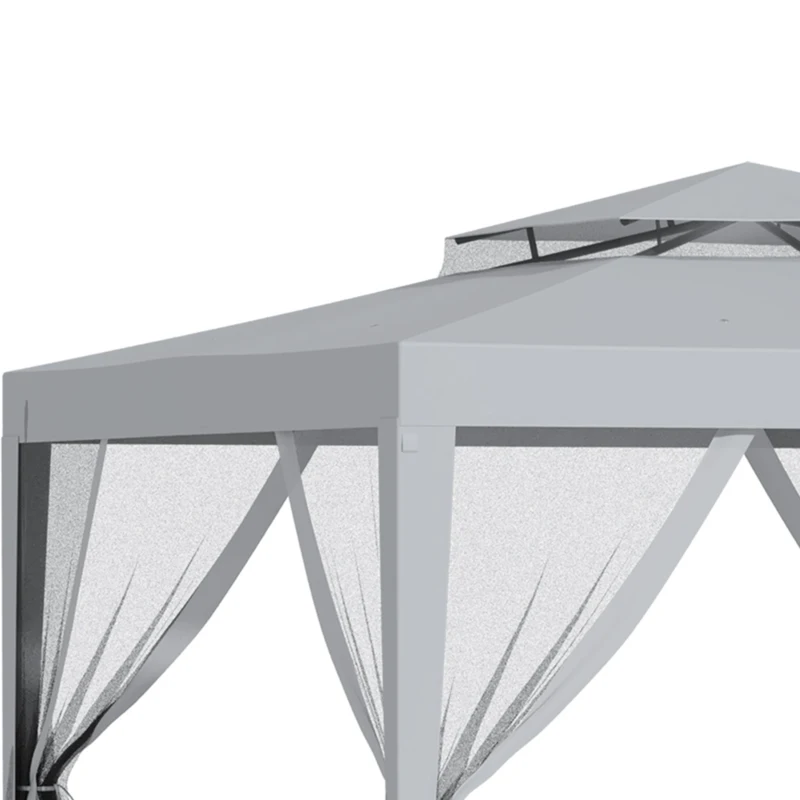 Outsunny Tonnelle barnum de jardin 3L x 3l m avec 4 moustiquaires amovibles - double toit - gris