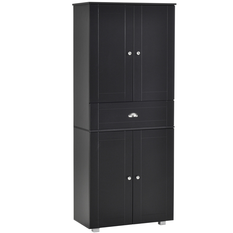 Armoire de cuisine multi-rangements 4 portes + grand tiroir noir