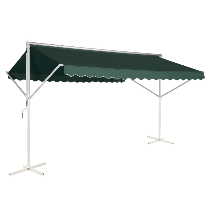 Outsunny Store Double Pente Manuel Vert Foncé 3,95 x 2,94 x 2,5 m