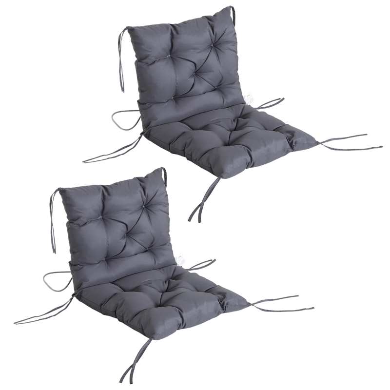 Outsunny Lot de 2 Coussins pour Chaise/Fauteuil Gris 98 x 50 x 8 cm