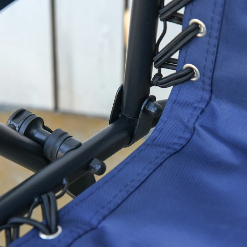 Outsunny Tumbona Plegable y Reclinable de Acero con Portavasos Reposacabezas Extraíble y Reposabrazos para Exterior Jardín 90x75x110 cm Azul