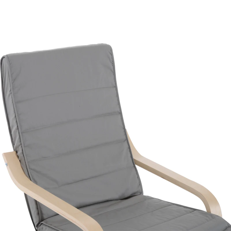 HOMCOM Fauteuil relax avec Repose-Pied réglable déhoussable Confort et Relaxation 83 x 66,5 x 100 cm Bois Massif Gris