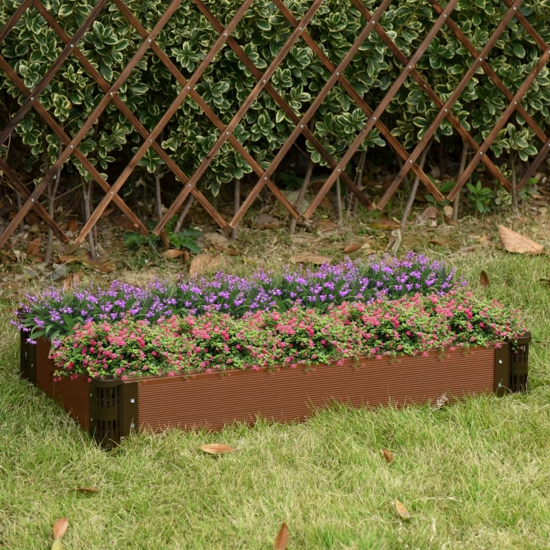 Outsunny Carré potager lit de jardin surélevé jardinière rectangulaire dim. 100L x 50l x 15H cm panneaux modulables HDPE marron