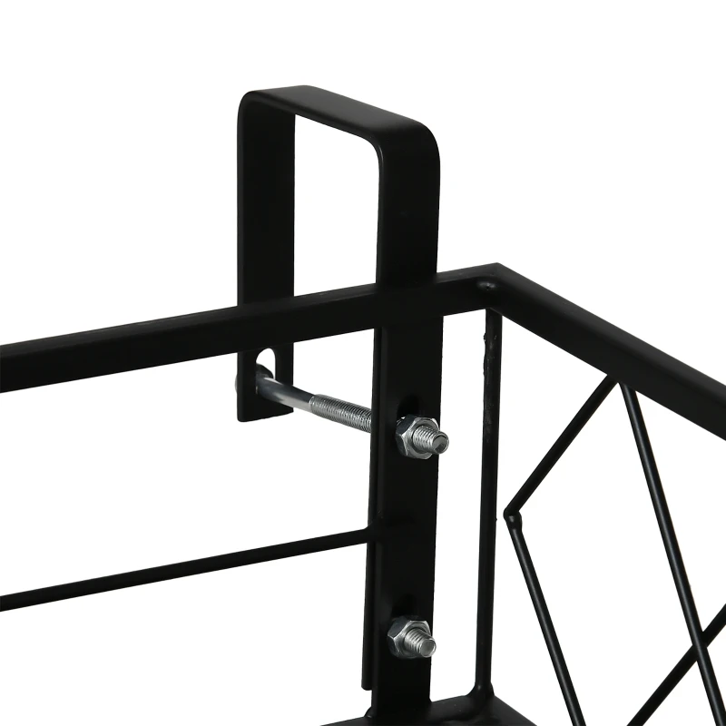 Outsunny Support de pot de fleurs suspendu en métal avec fixations réglables jardinière pour balcon dim. 100L x 31l x 12H cm noir