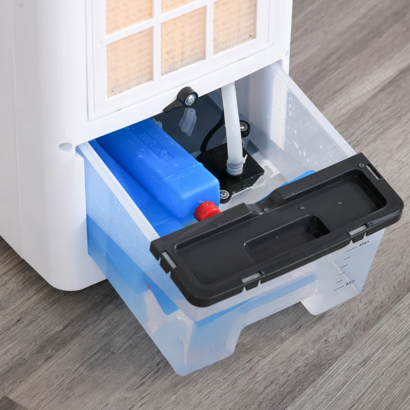 HOMCOM 4L Portable Air Cooler, Mobile Evaporative Cooler Humidifier with 3 Modes, 3 Fan Speed, Remote Controller, 7.5 Hour Timer, Swing and Ice Cooling Function for Bedroom, Dorm, Office