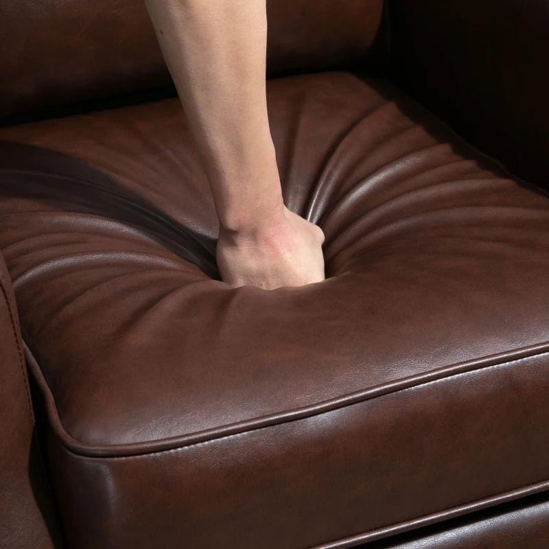 HOMCOM Manual Recliner Chair Armchair Sofa with Faux Leather Upholstered Seat and Backrest for Living Room Bedroom, Brown
