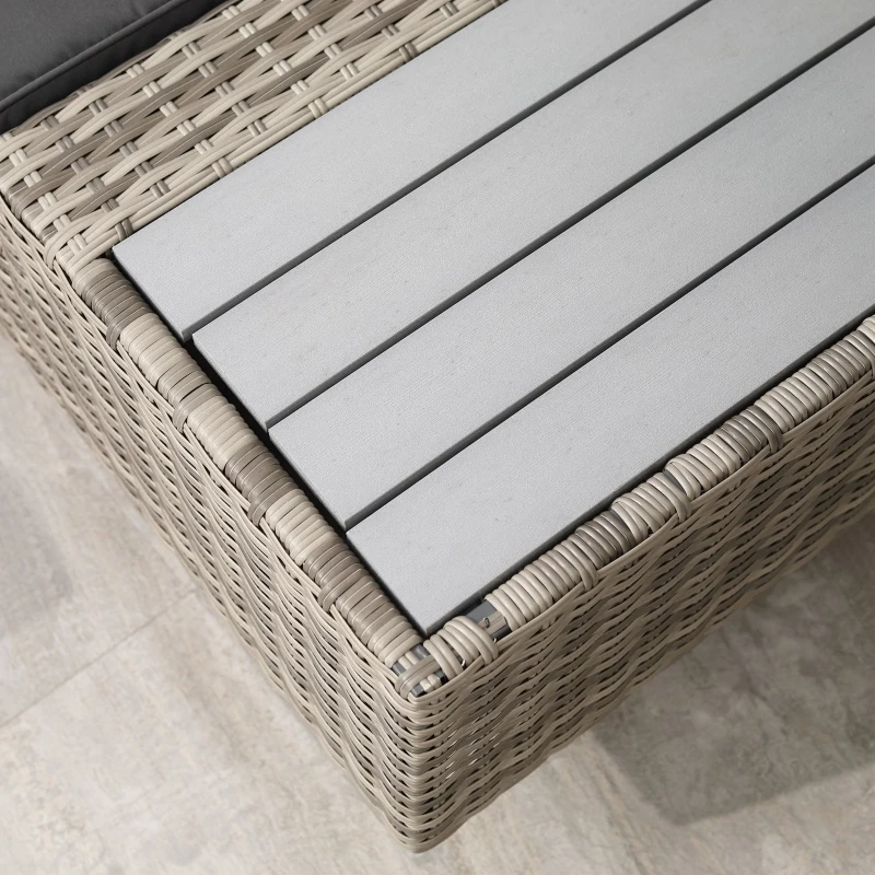 Outsunny 4 PCs Rattan Garden Furniture Outdoor Sectional Corner Sofa and Coffee Table Set - Conservatory Wicker Weave Furniture with Armrest and Cushions, Light Grey