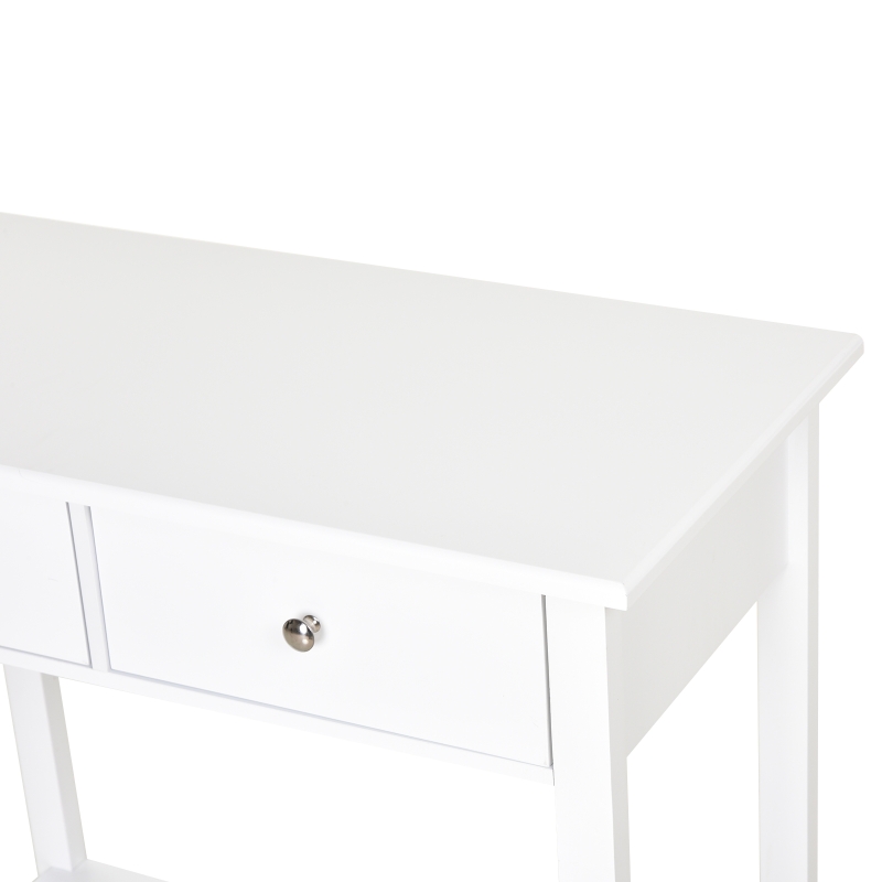 HOMCOM Mobile Consolle con 2 Cassetti e Ripiano Inferiore in Legno, 80x40x75cm, Bianco