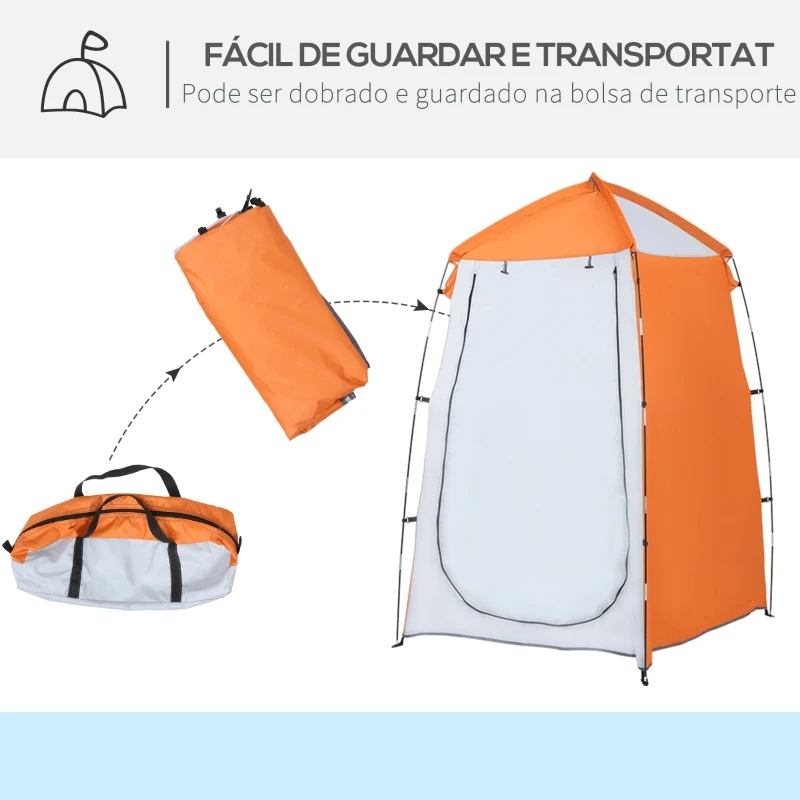 Outsunny Tenda de Duche Campismo Portátil UV+25 Tenda de Privacidade para Casa de Banho Trocador com Janela Bolso e Bolsa de Transporte 123x121x98cm Laranja