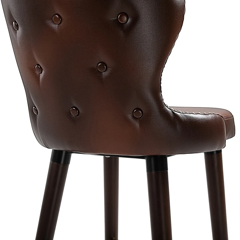 HOMCOM 2 Pieces Home Luxury Counter-Height Bar Chair, European Style,Brown and Golden(m-8)