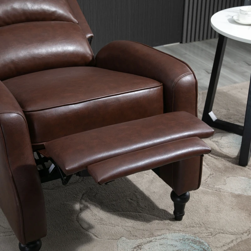 HOMCOM Manual Recliner Chair Armchair Sofa with Faux Leather Upholstered Seat and Backrest for Living Room Bedroom, Brown