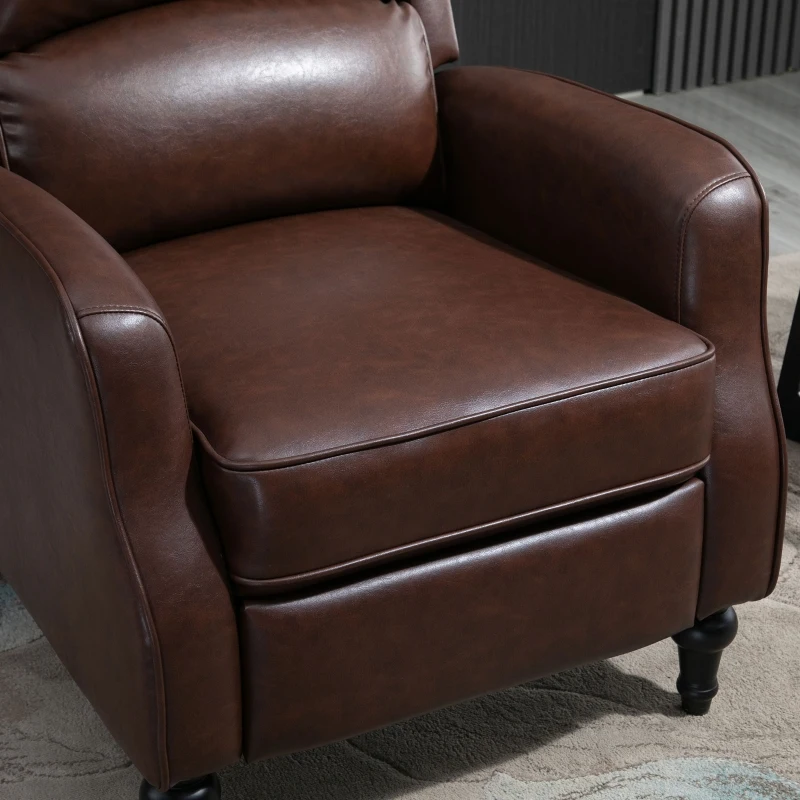 HOMCOM Manual Recliner Chair Armchair Sofa with Faux Leather Upholstered Seat and Backrest for Living Room Bedroom, Brown