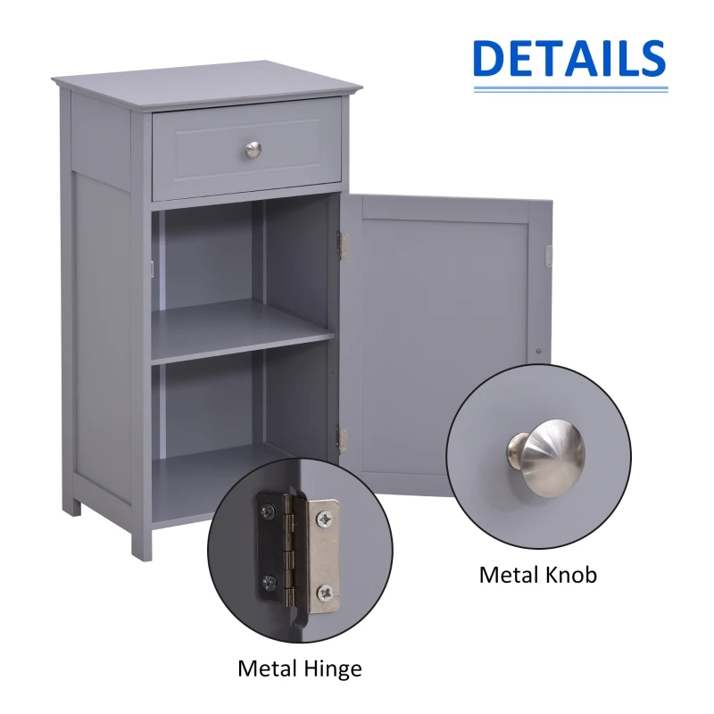 kleankin Freestanding Bathroom Cabinet with Drawer and Shelf, Toilet Vanity Cabinet for Toilet Paper, Shampoo, Grey
