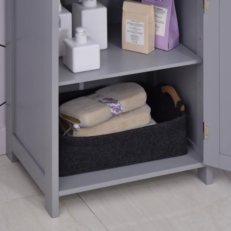 kleankin Freestanding Bathroom Cabinet with Drawer and Shelf, Toilet Vanity Cabinet for Toilet Paper, Shampoo, Grey