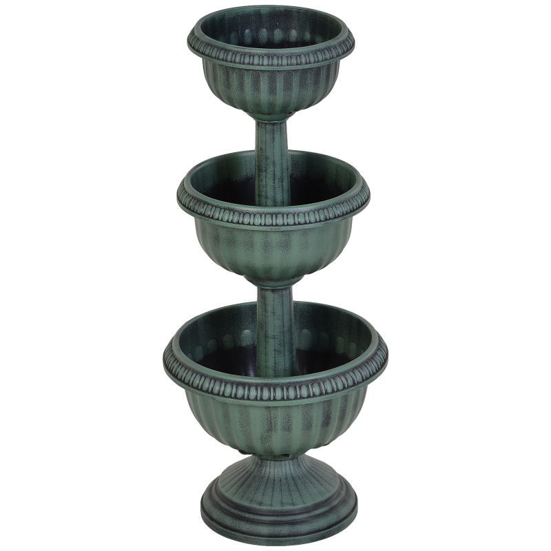 Outsunny Fioriera su 3 Livelli con Forma a Fontana Verde Antico Ф43 x 98.5 cm
