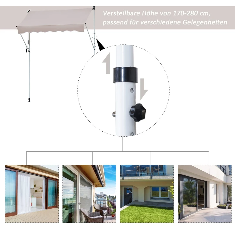 markiza ze składanym ramieniem markiza zaciskowa osłona przeciwsłoneczna korbka ręczna balkon aluminium 3x1,2 m kremowy