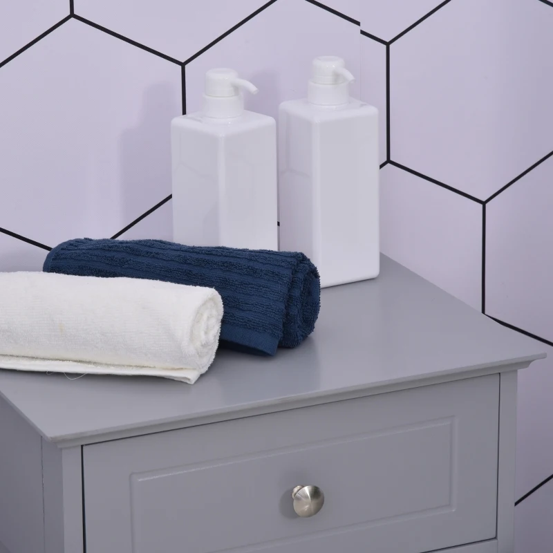 kleankin Freestanding Bathroom Cabinet with Drawer and Shelf, Toilet Vanity Cabinet for Toilet Paper, Shampoo, Grey