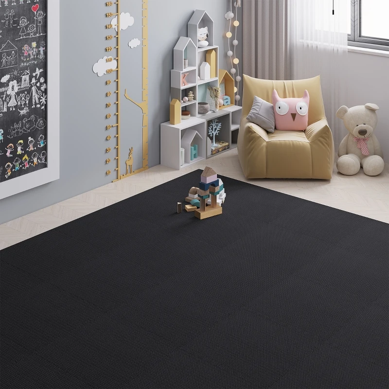 HOMCOM Covor Puzzle 32 Piese 63x63 cm in EVA Moale Negru