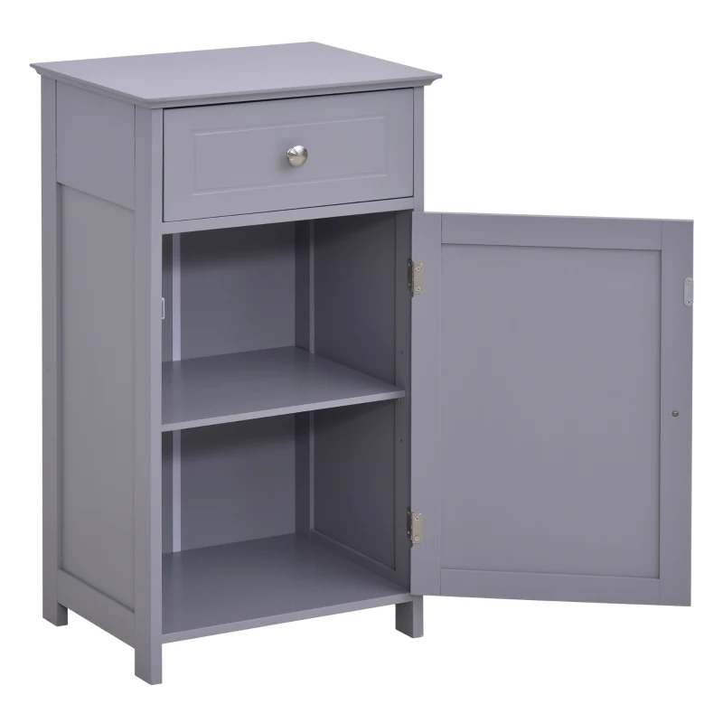 kleankin Freestanding Bathroom Cabinet with Drawer and Shelf, Toilet Vanity Cabinet for Toilet Paper, Shampoo, Grey