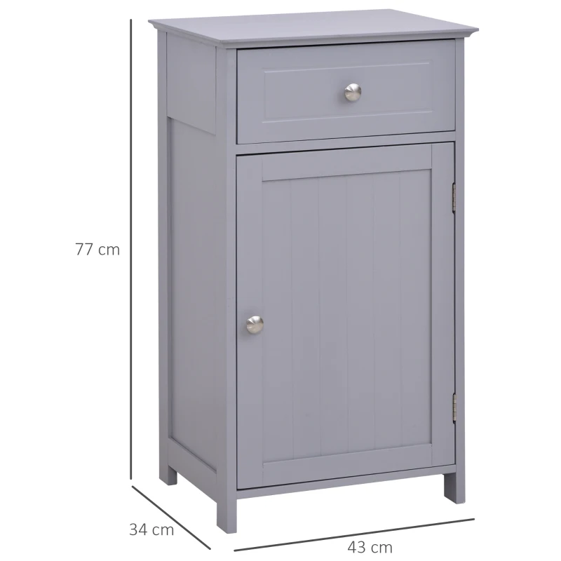 kleankin Freestanding Bathroom Cabinet with Drawer and Shelf, Toilet Vanity Cabinet for Toilet Paper, Shampoo, Grey