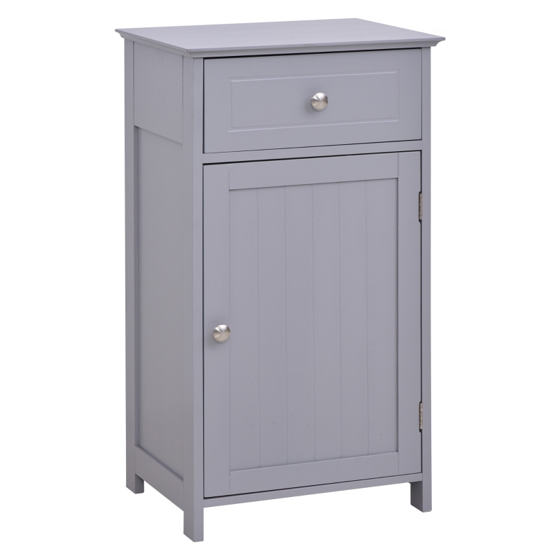 kleankin Modern Shower & Lavatory Mulitple Storage Freestanding Unit w/Anti-Topple, Grey