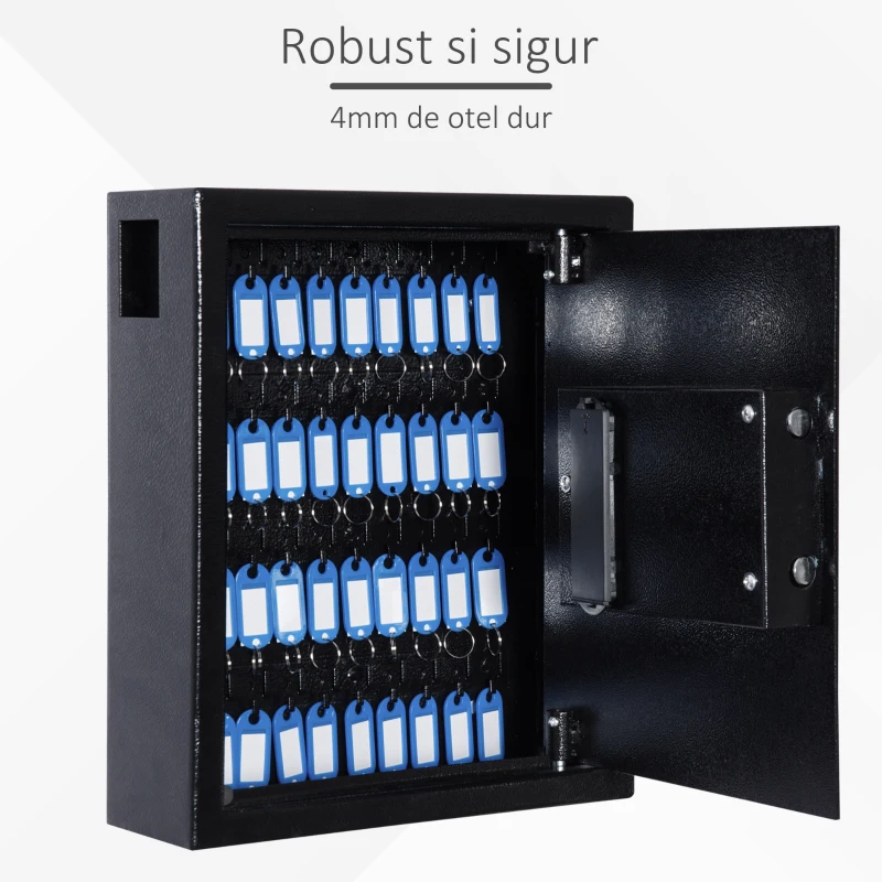 HomCom trusa pentru chei, cu 40 carlige 36.5x30x10cm, neagra