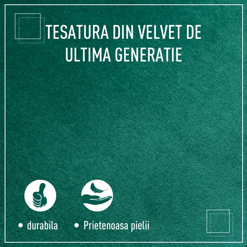 Homcom Fotoliu Verde din Catifea – Elegant cu Picioare din Lemn