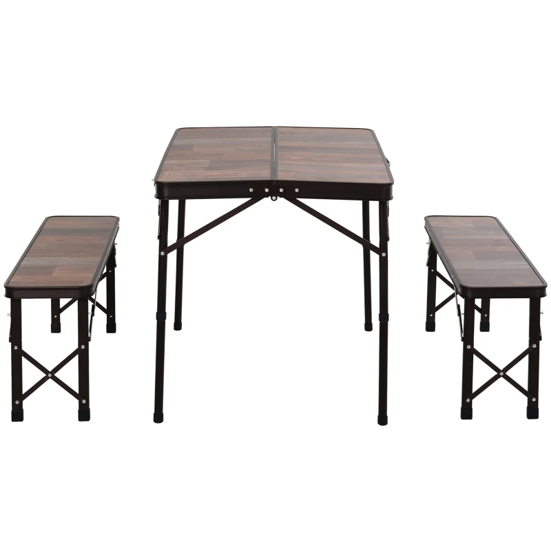 Outsunny MDF Height Adjustable Portable Picnic Dining Table Set
