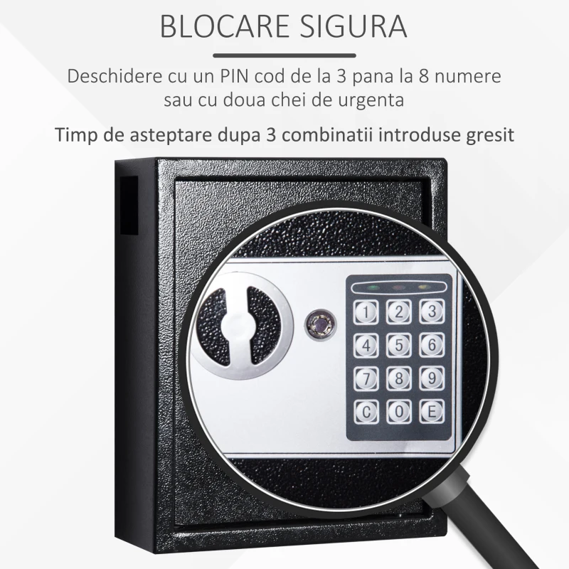 HomCom trusa pentru chei, cu 40 carlige 36.5x30x10cm, neagra