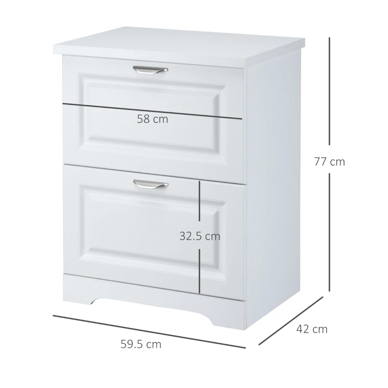 HOMCOM Modern Filing Cabinet with 2 Drawers, Handle, Printer Table, Vertical File Cabinets, for Home, Office, White