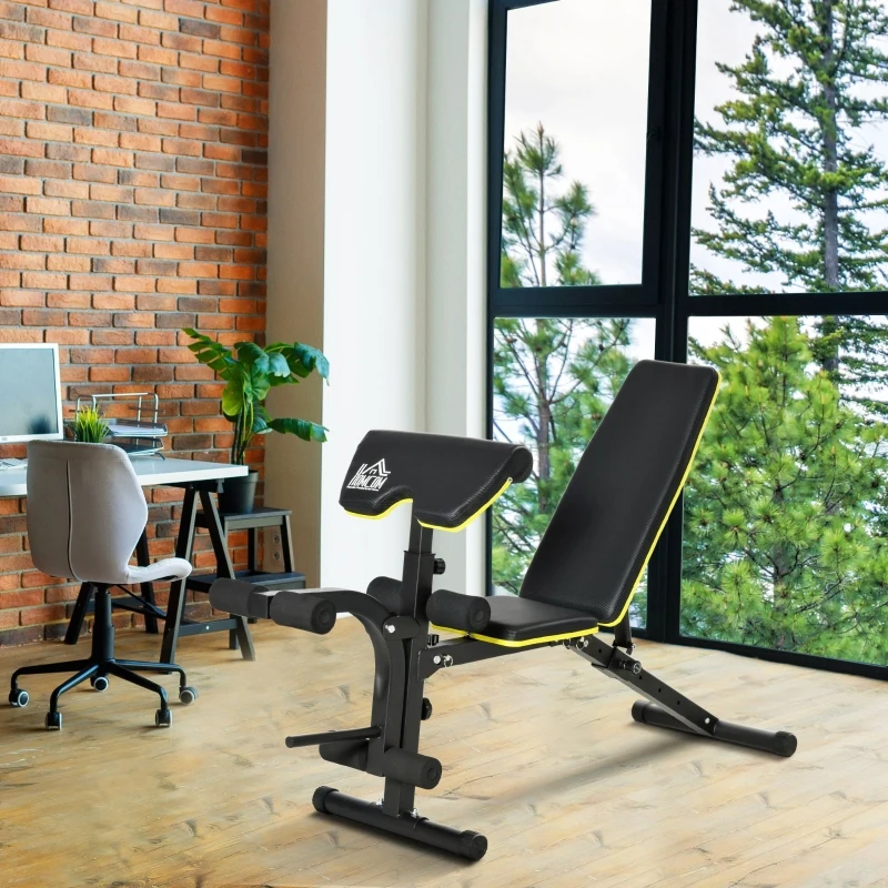 HOMCOM PVC Upholstered Steel Sit-Up/Dumbbell Duo Bench Black