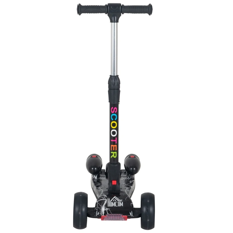 HOMCOM Kids 3 Wheel Plastic Scooter Adjustable Height w/ Engine-Look Water Spray Black