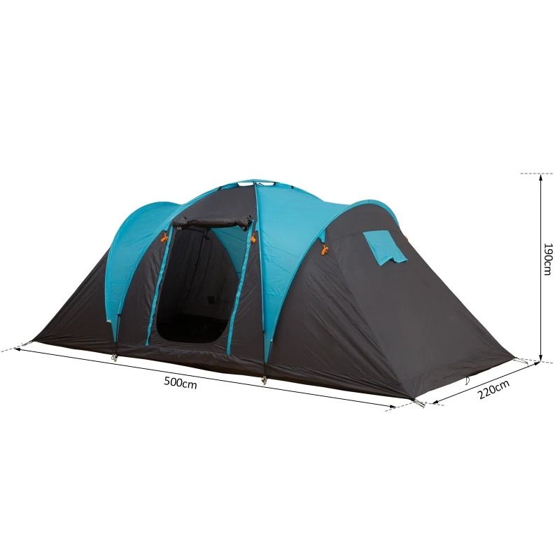 Outsunny 4-Person Outdoor Steel Frame Camping Tent Blue