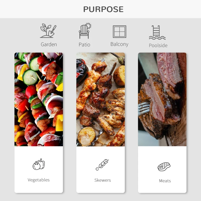 OUTSUNNY Portable Round Kettle Charcoal BBQ Grill Outdoor Barbecue Smoker Picnic Party Patio Garden Camping Heat Control with Shelf and Wheels