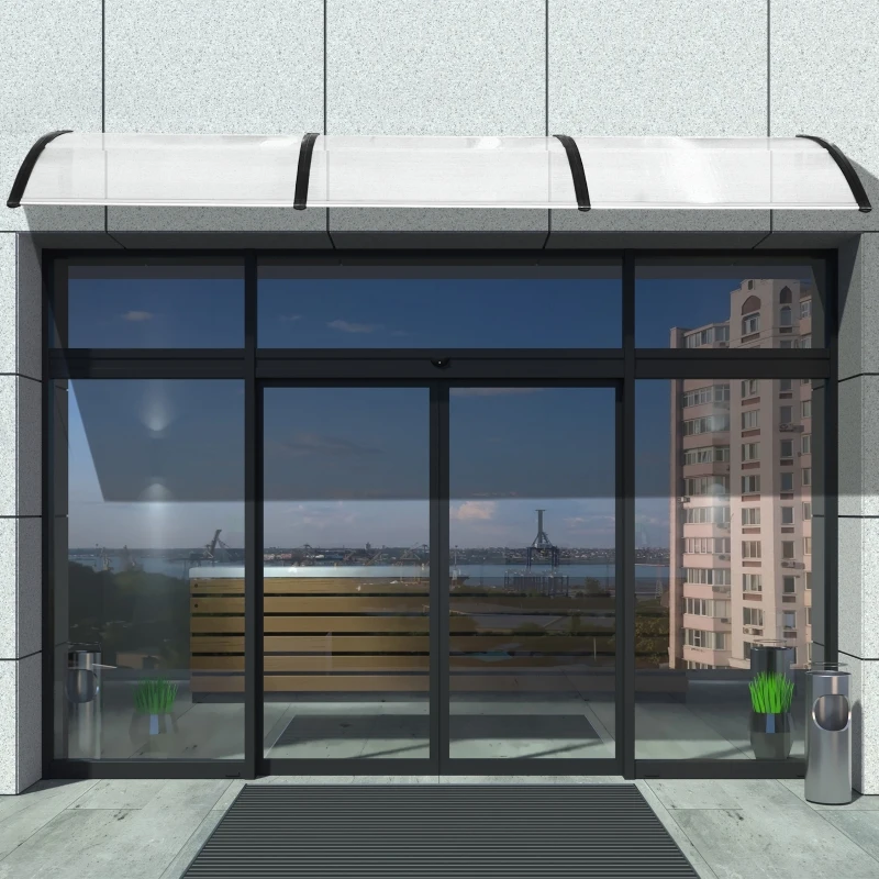 OUTSUNNY 0.9 x 3 m Window Awning Door Canopy Modern Polycarbonate Cover Outdoor Rain Snow Sunlight Protection Hollow Sheet