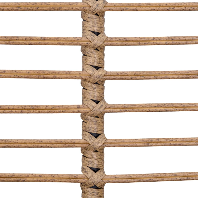 Outsunny Polyrattan Gartenbank 4-teiliges Rattensofa-Set für Pause Teetisch aus gehärtetem Glas Sitzbank mit Tisch & Kissen Stahlrahmen Stahl Polyester Khaki+Beige