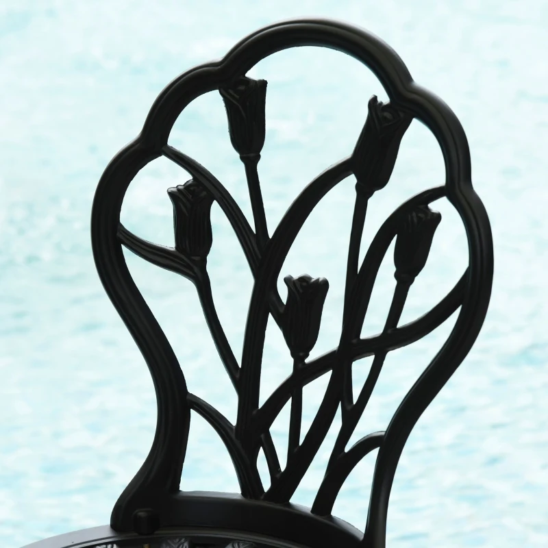 Outsunny 3PCs Garden Table Set Bistro Set Round Table with Umbrella Hole and 2 Chairs for Outdoor Indoor Patio Balcony Aluminium