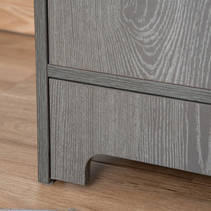 PawHut Mobile Multiuso con Ciotole per Cani e Gatti, Acciaio e Legno, 48x40x75cm, Grigio